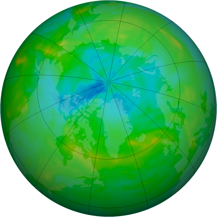 Arctic ozone map for 11 August 1989